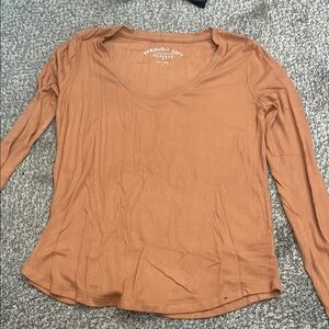 Aeropostale Brown Long Sleeve Fitted Blouse